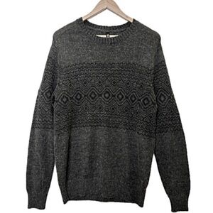 RVCA Wool Blend Fair Isle Sweater Mens Size M Charcoal Grey Pullover Crewneck